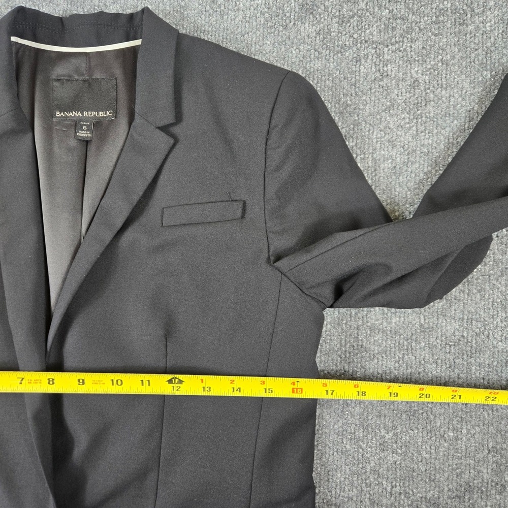 Banana Republic 95% Woo Blazer Womens 6 Petite Black 95%Wool Blend Single Button - Picture 8 of 10